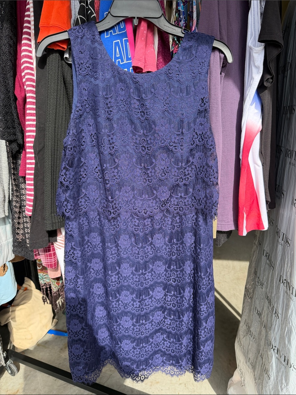Jessica Simpson Navy Lace Sleeveless Midi Dress